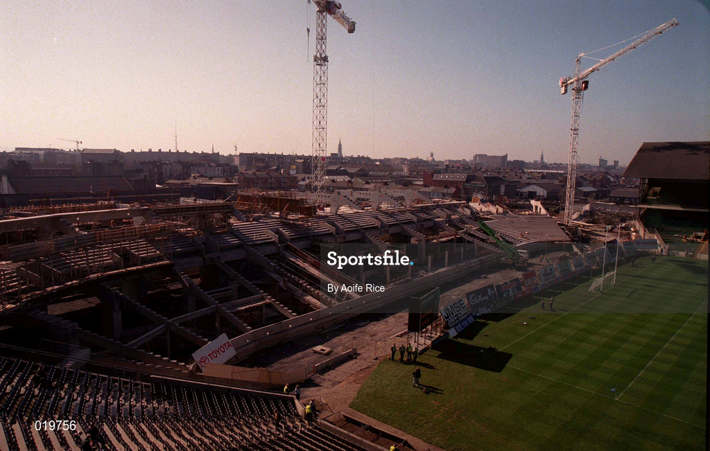 17 March 1999; A general view of work on the new stand at the Canal End of Croke Park in Dublin, during the stadiums redevelopment. Photo by Aoife Rice/Sportsfile