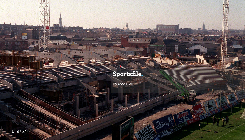 17 March 1999; A general view of work on the new stand at the Canal End of Croke Park in Dublin, during the stadiums redevelopment. Photo by Aoife Rice/Sportsfile