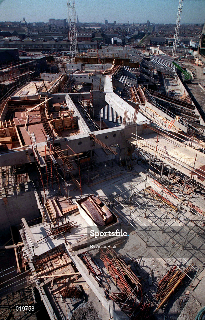 17 March 1999; A general view of work on the new stand at the Canal End of Croke Park in Dublin, during the stadiums redevelopment. Photo by Aoife Rice/Sportsfile