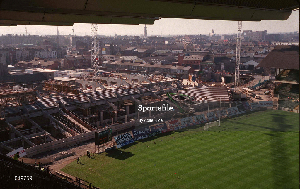17 March 1999; A general view of work on the new stand at the Canal End of Croke Park in Dublin, during the stadiums redevelopment. Photo by Aoife Rice/Sportsfile