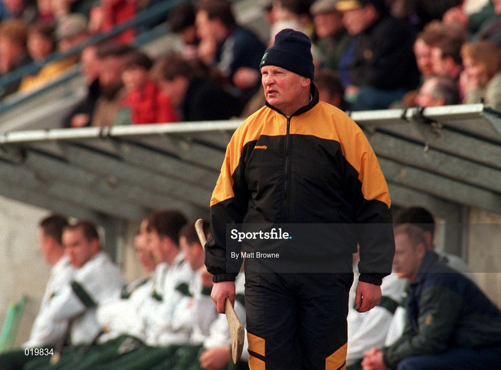 28 February 1999; Rathnure manager Don Quigley during the AIB All-Ireland Senior Club Hurling Championship Semi-Final match between Rathnure and Ballygalget at Parnell Park in Dublin. Photo by Matt Browne/Sportsfile