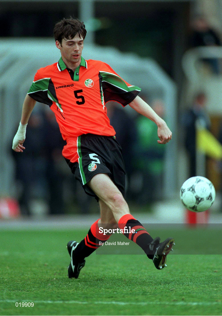 2 April 1997; Gary Breen of Republic of Ireland during the FIFA World Cup 1998 Group 8 Qualifier match between FYR Macedonia and Republic of Ireland at the City Stadium in Skopje, FYR Macedonia. Photo by David Maher/Sportsfile