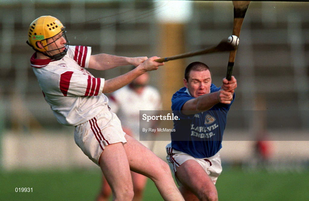 21 February 1999; Ciaran O'Neill of St Joseph's Doora Barefield in action against Gerry Keane of Athenry during the AIB All-Ireland Senior Club Hurling Championship Semi-Final match between St Joseph's Doora Barefield and Athenry at Semple Stadium in Thurles, Tipperary. Photo by Ray McManus/Sportsfile
