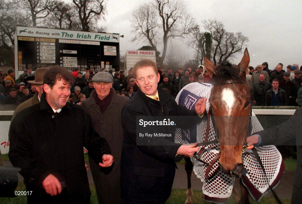 24 January 1999; Istabraq and owner JP McManus after winning the AIG Championship Hurdle at Leopardstown Racecourse in Dublin. Photo by Ray McManus/Sportsfile