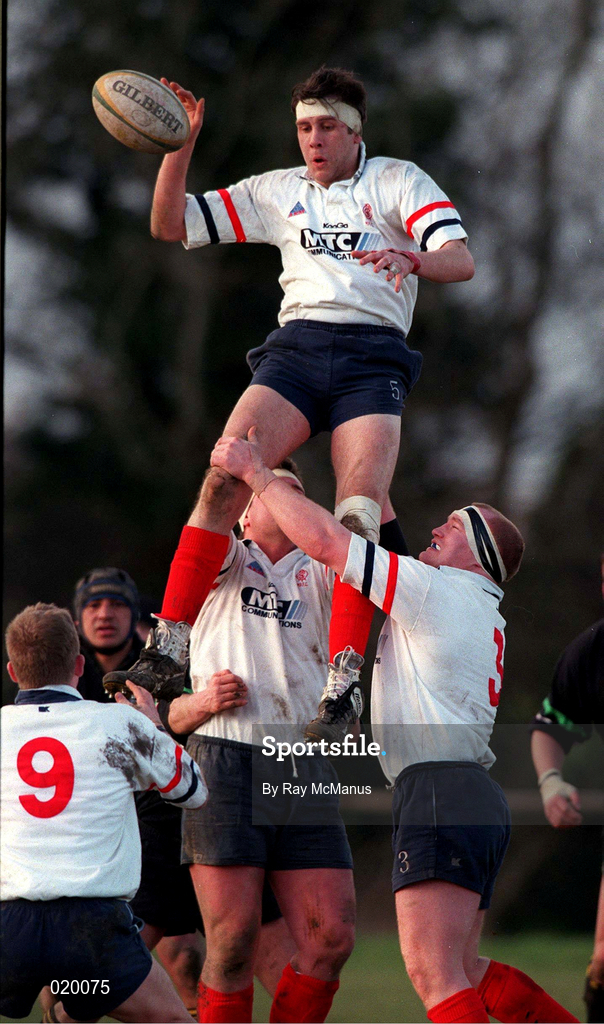 27 February 1999; Johnny Gregg of Malone during the AIB All-Ireland League Division 2 match between DLSP and Malone at Kilternan Park in Dublin. Photo by Ray McManus/Sportsfile