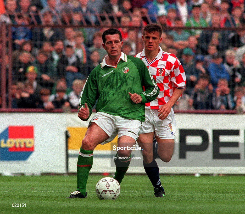 2 June 1996; Liam O'Brien of Republic of Ireland during the international friendly match between Republic of Ireland and Croatia at Lansdowne Road in Dublin. Photo by Brendan Moran/Sportsfile