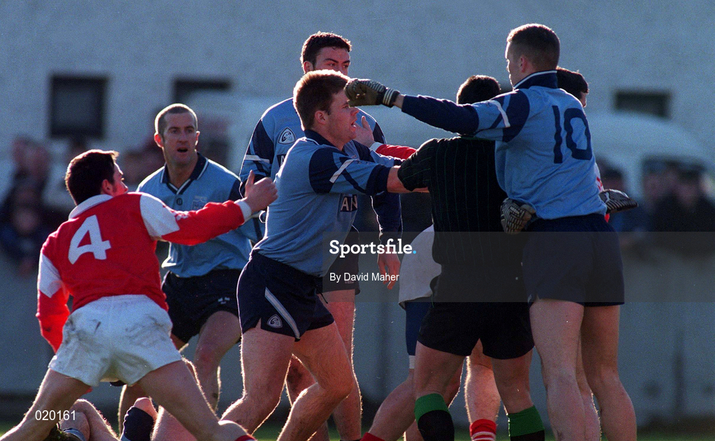 2 February 1997; An altercation between both side's during the Church & General National Football League Division 2 match between Dublin and Louth at Parnell Park in Dublin. Photo by David Maher/Sportsfile
