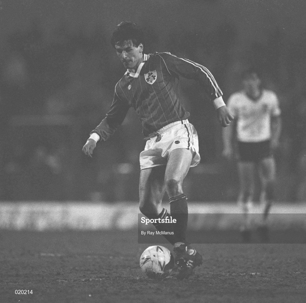 26 March 1985; Mick Kennedy of Republic of Ireland during the international friendly match between England and Republic of Ireland at Wembley Stadium in London, England. Photo by Ray McManus/Sportsfile