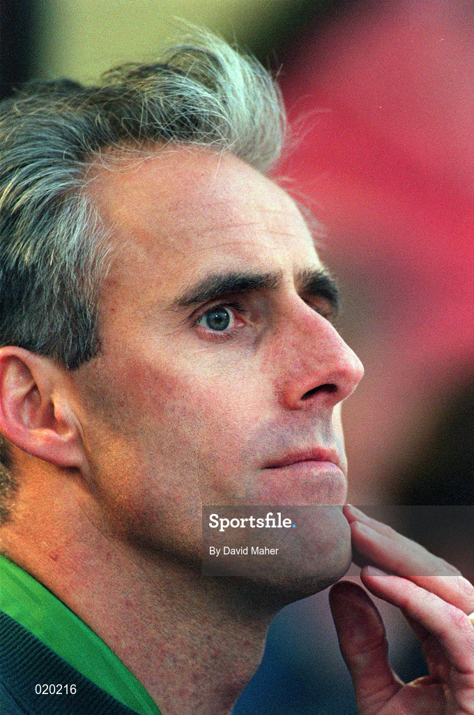 1 April 1997, Republic of Ireland manager Mick McCarthy during a training session at the City Stadium in Skopje, FYR Macedonia. Photo by David Maher/Sportsfile