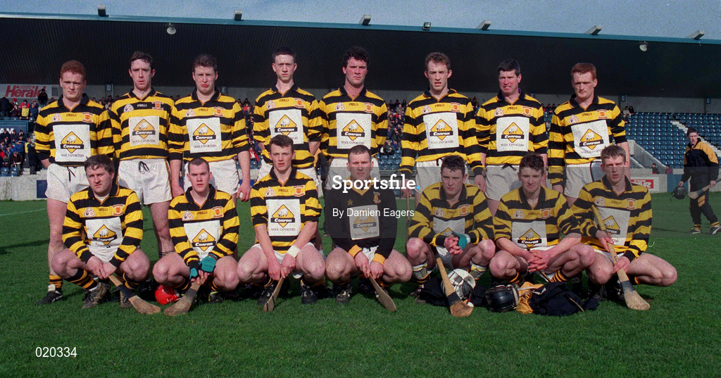 28 February 1999; The Rathnure team ahead of the AIB All-Ireland Senior Club Hurling Championship Semi-Final match between Rathnure and Ballygalget at Parnell Park in Dublin. Photo by Damien Eagers/Sportsfile