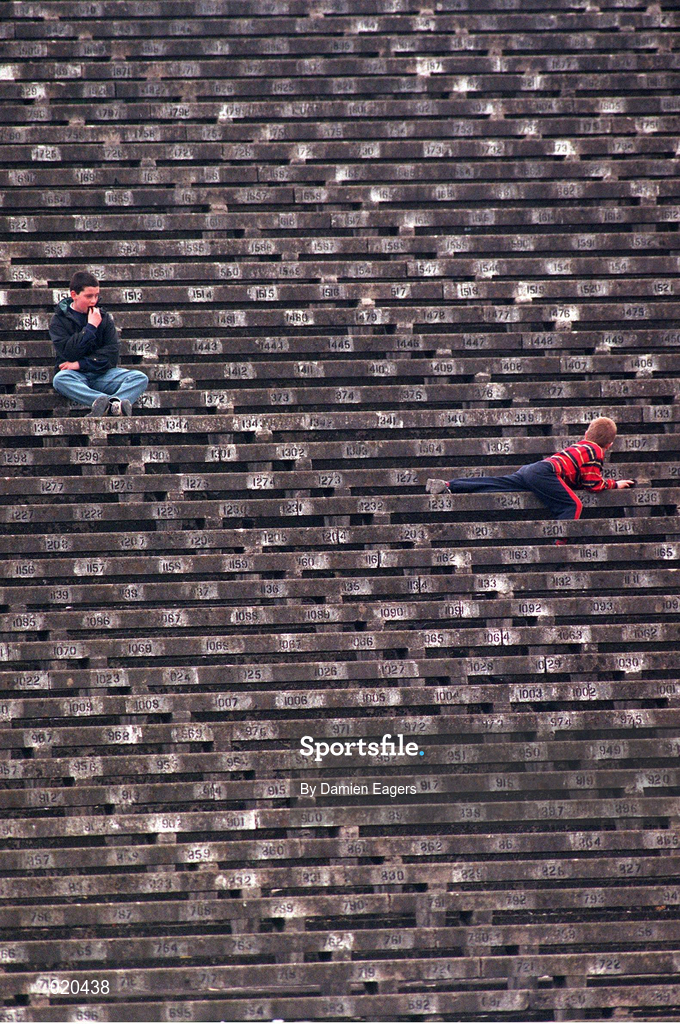 21 March 1999; Two young supporters during the Church and General National Hurling League Division 1B match between Tipperary and Wexford at Semple Stadium in Thurles, Tipperary. Photo by Damien Eagers/Sportsfile