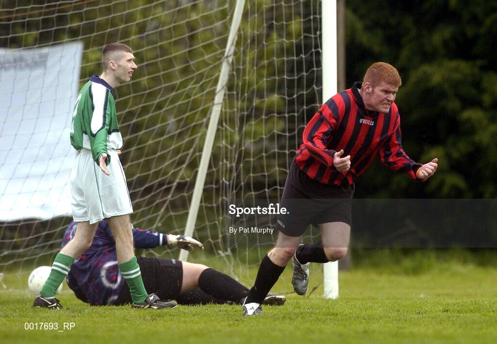 30 April 2005; Mark Duffy, Cheeverstown, celebrates after scoring his sides first goal. Europe Eurasia Football Week 2005, Men's National Cup Final, Belfast v Cheeverstown, AUL Complex, Clonshaugh, Dublin. Picture credit; Pat Murphy / SPORTSFILE