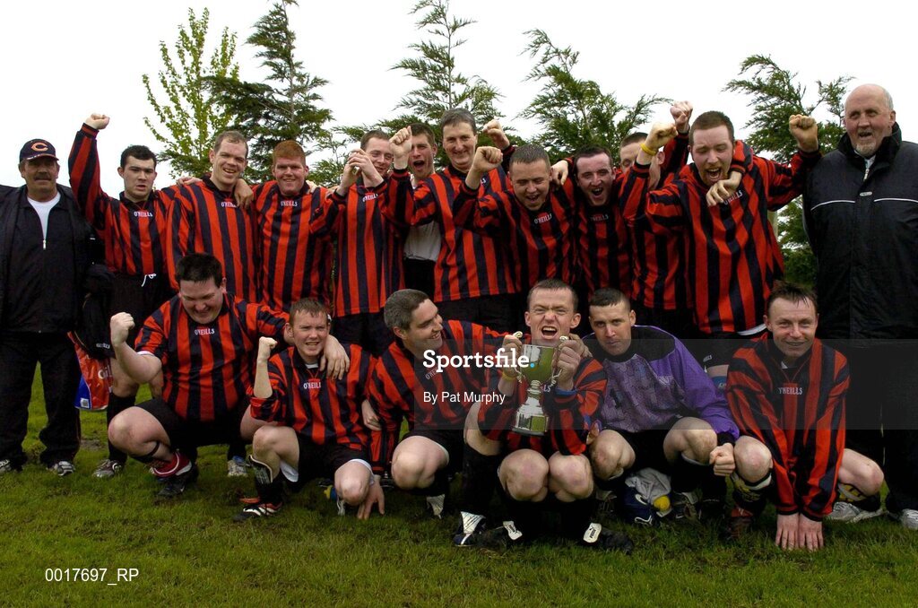 30 April 2005; The Cheeverstown players celebrate with the cup. Europe Eurasia Football Week 2005, Men's National Cup Final, Belfast v Cheeverstown, AUL Complex, Clonshaugh, Dublin. Picture credit; Pat Murphy / SPORTSFILE