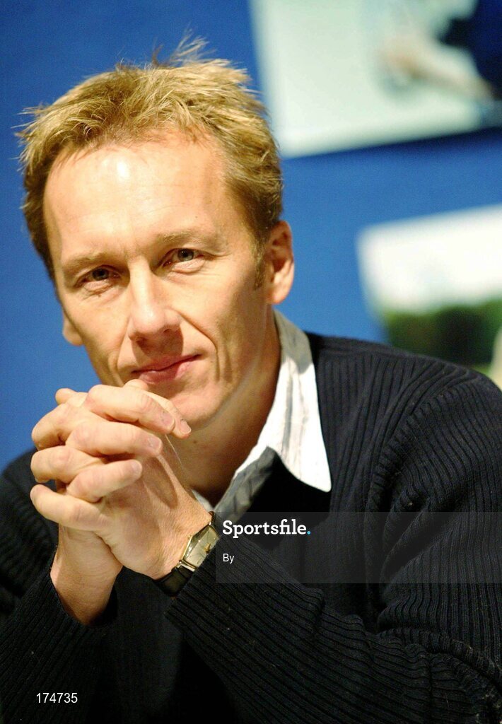 26 November 2003; Former Arsenal player Lee Dixon signs autographs for young fans following the first of its kind "Sporting Chance Seminar" hosted by St. John's Football Club in the Model Arts Centre, Sligo. Photo: James Connolly for SPORTSFILE