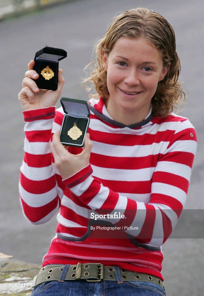 24 November 2004; Vera Sheehan winner of an All-Ireland Club camogie medal with Granagh-Ballingarry, from Limerick, and an All-Ireland Ladies club football medal with Donoghmore, from Cork, both in 2003. Picture credit; Kieran Clancy / SPORTSFILE