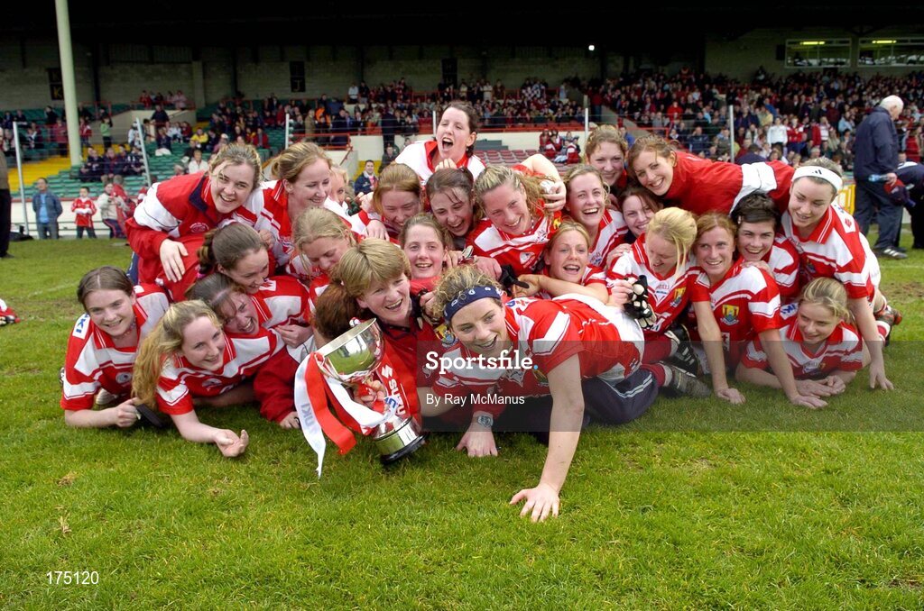 30 April 2005; The Cork team celebrate victory over Galway. Suzuki Ladies National Football League, Division 1 Final, Cork v Galway, Gaelic Grounds, Limerick. Picture credit; Ray McManus / SPORTSFILE