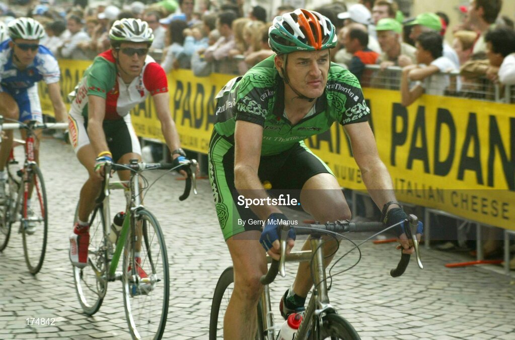 3 October 2004; Ireland's David McCann in action during the Elite Men's Road Race. World Road Cycling Championship, Bardolino, Verona, Italy. Picture credit; Gerry McManus / SPORTSFILE