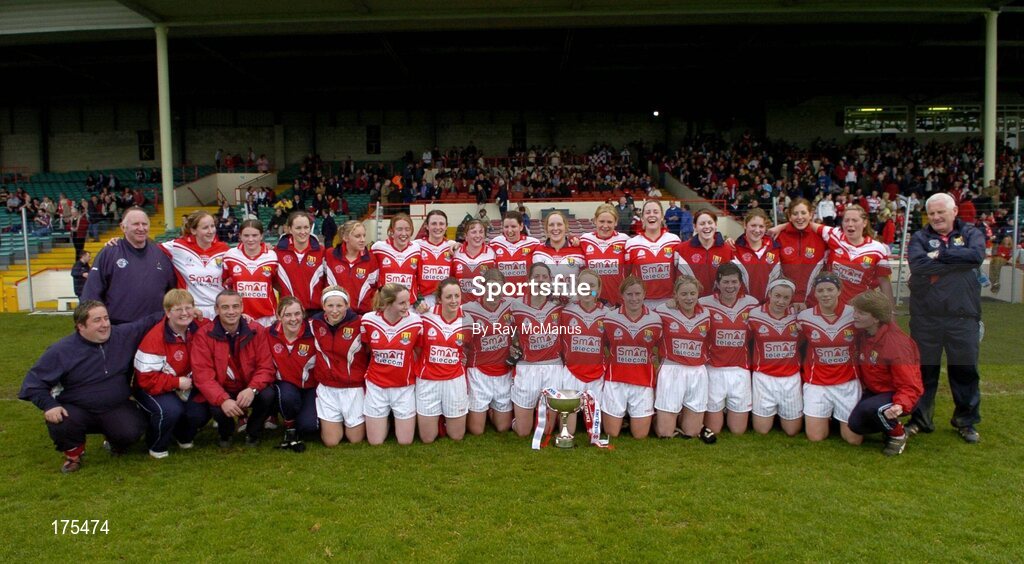 30 April 2005; The Cork team and officials celebrate. Suzuki Ladies National Football League, Division 1 Final, Cork v Galway, Gaelic Grounds, Limerick. Picture credit; Ray McManus / SPORTSFILE