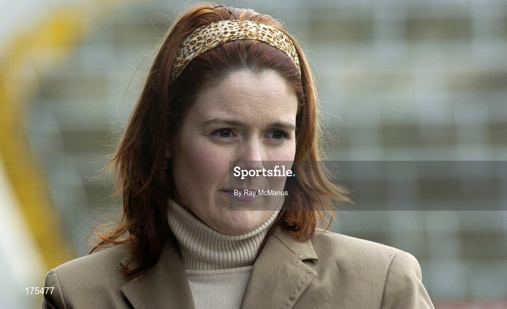 30 April 2005; TG4 presenter Grainne McElwaine. Suzuki Ladies National Football League, Division 1 Final, Cork v Galway, Gaelic Grounds, Limerick. Picture credit; Ray McManus / SPORTSFILE