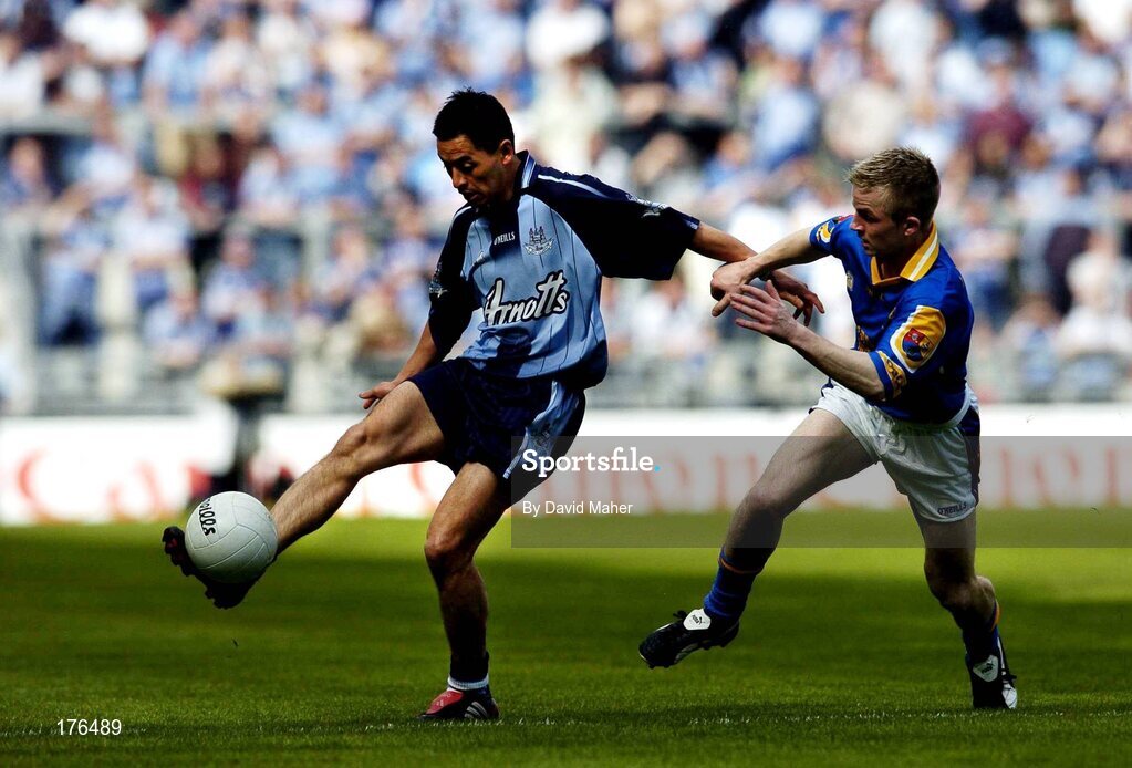 15 May 2005; Jason Sherlock, Dublin, in action against Declan Reilly, Longford. Bank Of Ireland Leinster Senior Football Championship, Dublin v Longford, Croke Park, Dublin. Picture credit; David Maher / SPORTSFILE