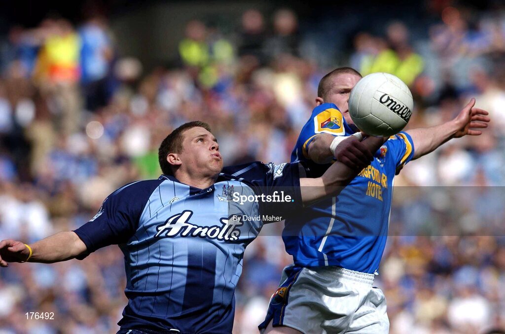 15 May 2005; Tomas Quinn, Dublin, in action against Dermot Brady, Longford. Bank Of Ireland Leinster Senior Football Championship, Dublin v Longford, Croke Park, Dublin. Picture credit; David Maher / SPORTSFILE