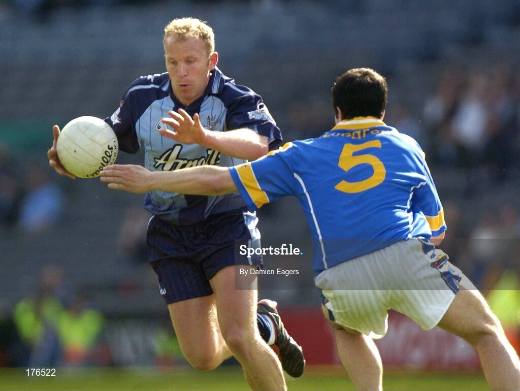15 May 2005; Shane Ryan, Dublin, in action against Arthur O'Connor, Longford. Bank Of Ireland Leinster Senior Football Championship, Dublin v Longford, Croke Park, Dublin. Picture credit; Damien Eagers / SPORTSFILE