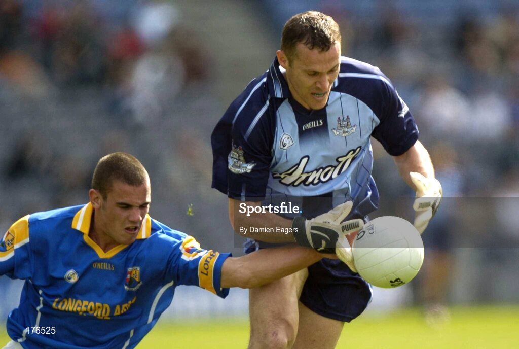 15 May 2005; Ciaran Whelan, Dublin, in action against Bernard McElvaney, Longford. Bank Of Ireland Leinster Senior Football Championship, Dublin v Longford, Croke Park, Dublin. Picture credit; Damien Eagers / SPORTSFILE