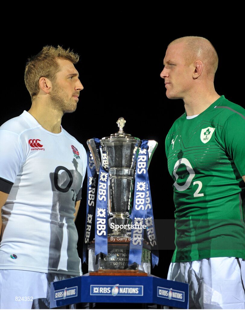 22 January 2014; In attendance at the launch of the 2014 RBS Six Nations Championship are Ireland captain Paul O'Connell, right, and England captain Chris Robshaw. RBS Six Nations Championship 2014 Launch, The Hurlingham Club, Ranelagh Gardens, London. Picture credit: Garry Bowden / SPORTSFILE