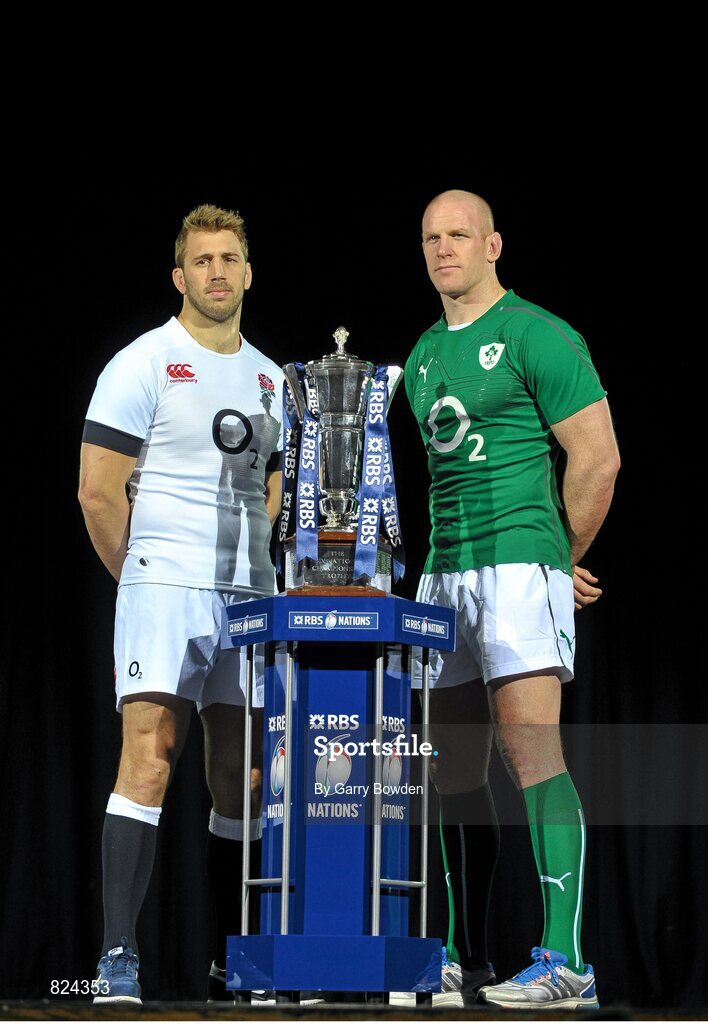 22 January 2014; In attendance at the launch of the 2014 RBS Six Nations Championship are Ireland captain Paul O'Connell, right, and England captain Chris Robshaw. RBS Six Nations Championship 2014 Launch, The Hurlingham Club, Ranelagh Gardens, London. Picture credit: Garry Bowden / SPORTSFILE