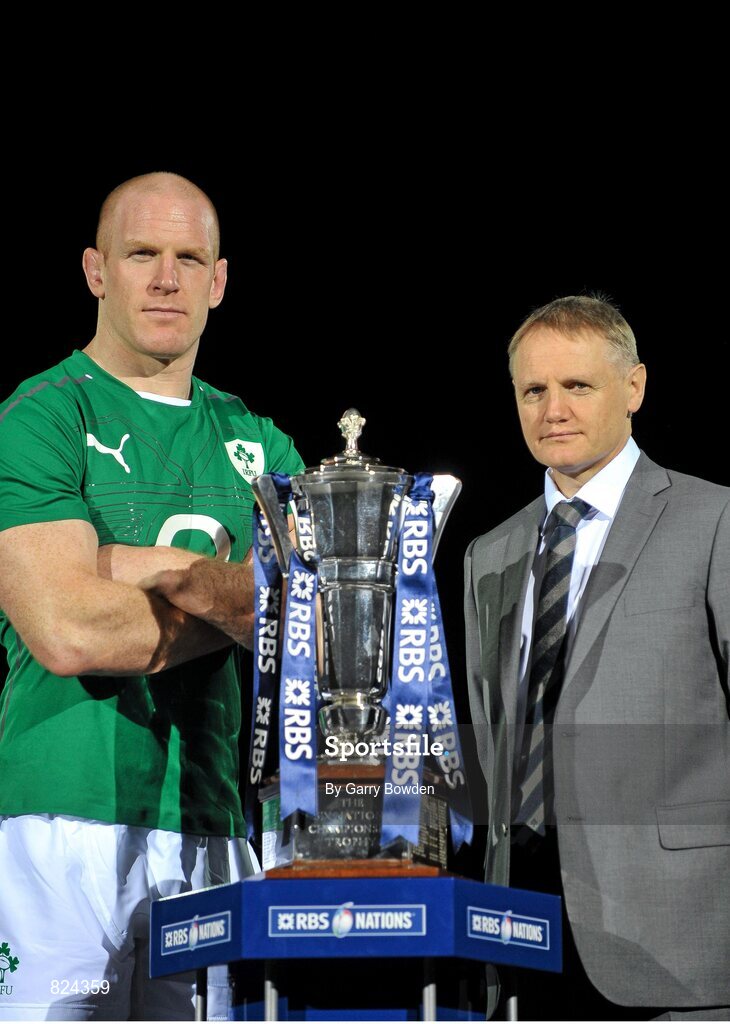 22 January 2014; In attendance at the launch of the 2014 RBS Six Nations Championship are Ireland captain Paul O'Connell, left, and Ireland head coach Joe Schmidt. RBS Six Nations Championship 2014 Launch, The Hurlingham Club, Ranelagh Gardens, London. Picture credit: Garry Bowden / SPORTSFILE