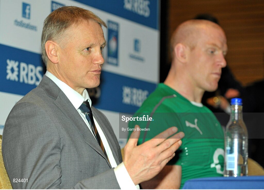 22 January 2014; In attendance at the launch of the 2014 RBS Six Nations Championship are Ireland head coach Joe Schmidt and Ireland captain Paul O'Connell. RBS Six Nations Championship 2014 Launch, The Hurlingham Club, Ranelagh Gardens, London. Picture credit: Garry Bowden / SPORTSFILE