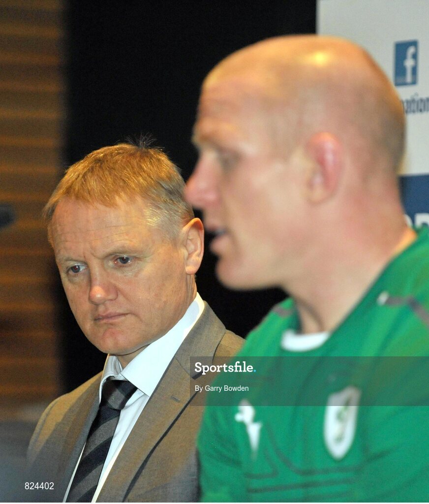 22 January 2014; In attendance at the launch of the 2014 RBS Six Nations Championship are Ireland head coach Joe Schmidt and Ireland captain Paul O'Connell. RBS Six Nations Championship 2014 Launch, The Hurlingham Club, Ranelagh Gardens, London. Picture credit: Garry Bowden / SPORTSFILE