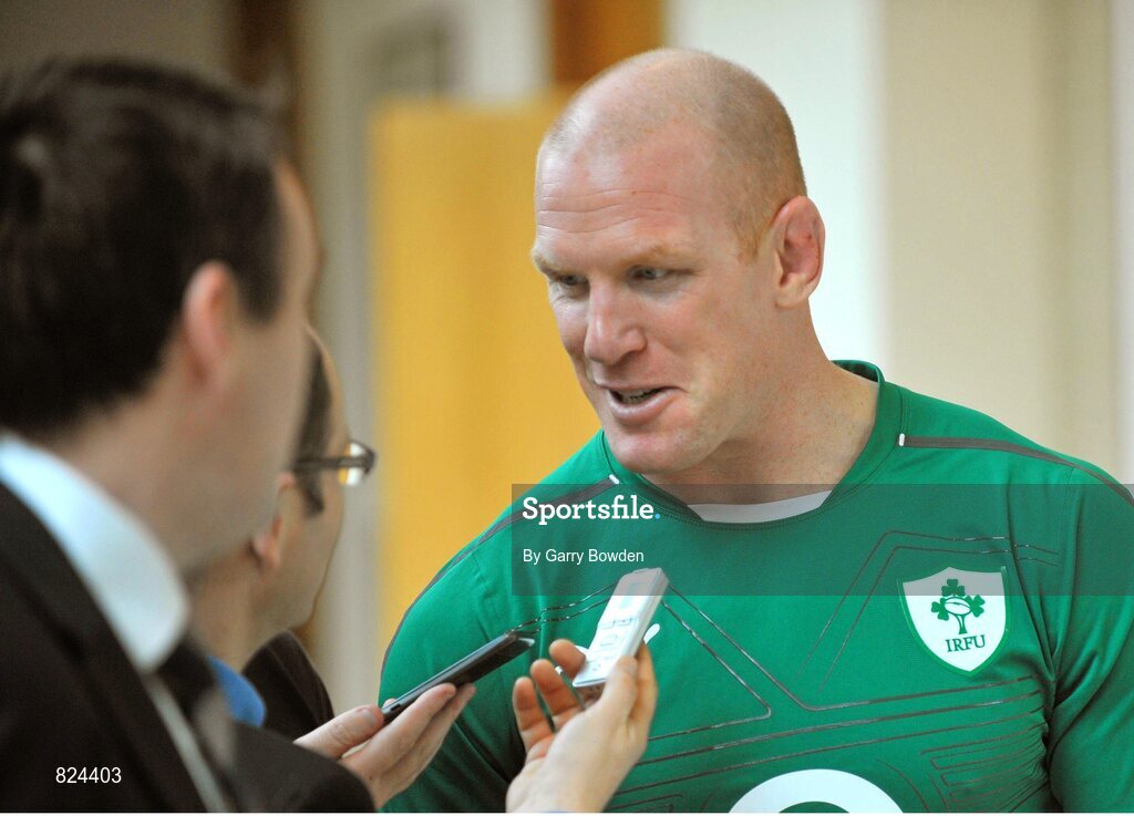 22 January 2014; Ireland captain Paul O'Connell speaking to members of the media during the launch of the 2014 RBS Six Nations Championship. RBS Six Nations Championship 2014 Launch, The Hurlingham Club, Ranelagh Gardens, London. Picture credit: Garry Bowden / SPORTSFILE