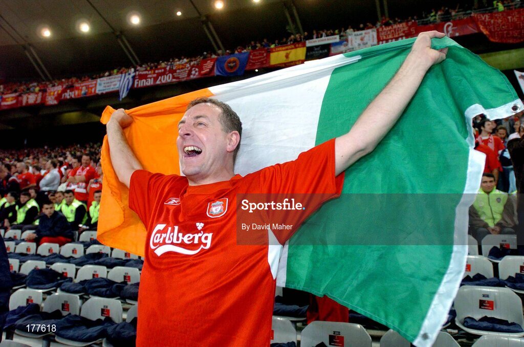 25 May 2005; Liverpool supporter Gerry Keane, from Raheny, Dublin, before the start of the game. UEFA Champions League Final, Liverpool v AC Milan, Ataturk Olympic Stadium, Istanbul, Turkey. Picture credit; David Maher / SPORTSFILE