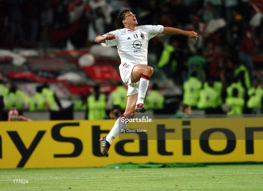 25 May 2005; Hernan Crespo, AC Milan, celebrates after scoring his sides third goal. UEFA Champions League Final, Liverpool v AC Milan, Atatürk Olympic Stadium, Istanbul, Turkey. Picture credit; David Maher / SPORTSFILE