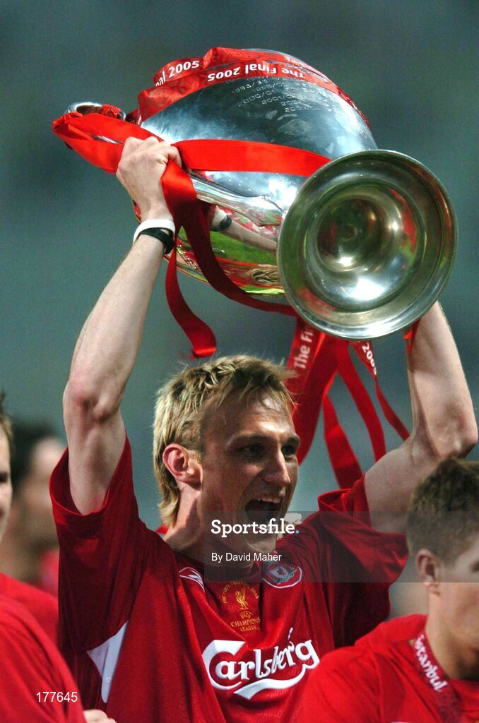 25 May 2005; Sami Hyypia, Liverpool, celebrates with the cup at the end of the game. UEFA Champions League Final, Liverpool v AC Milan, Ataturk Olympic Stadium, Istanbul, Turkey. Picture credit; David Maher / SPORTSFILE