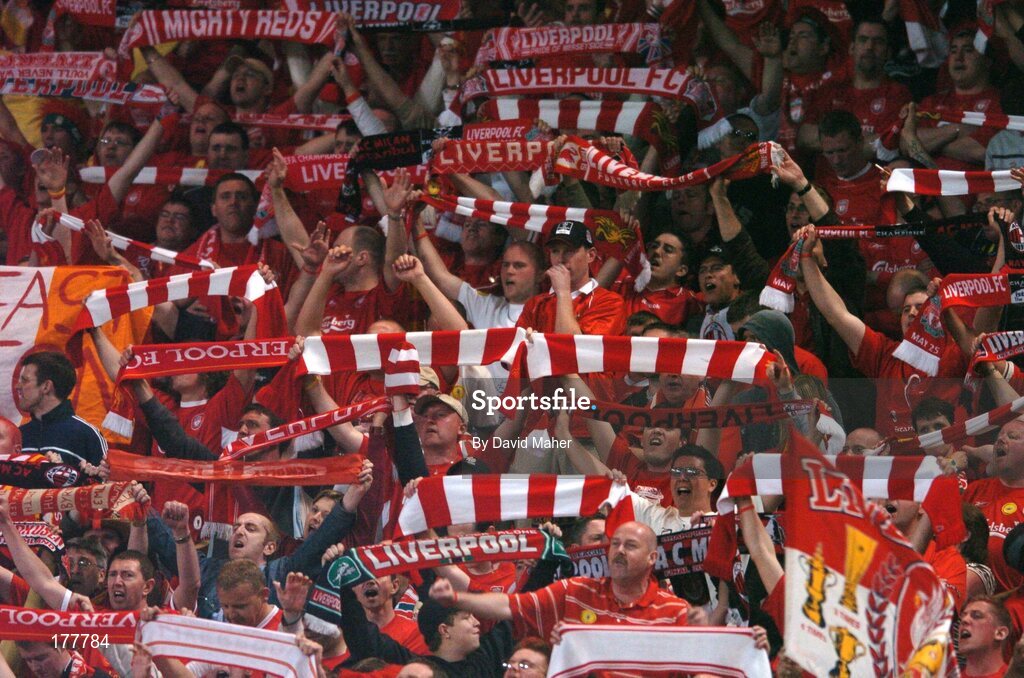 25 May 2005; Liverpool supporters during the game. UEFA Champions League Final, Liverpool v AC Milan, Ataturk Olympic Stadium, Istanbul, Turkey. Picture credit; David Maher / SPORTSFILE