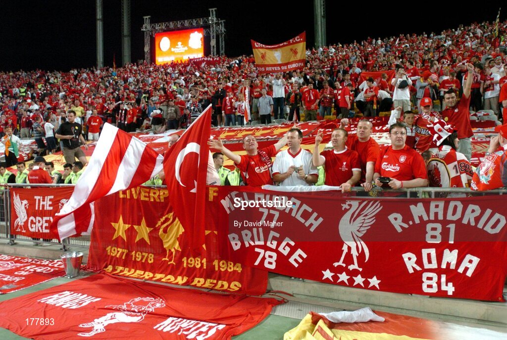 25 May 2005; Liverpool supporters before  the start of the game. UEFA Champions League Final, Liverpool v AC Milan, Ataturk Olympic Stadium, Istanbul, Turkey. Picture credit; David Maher / SPORTSFILE