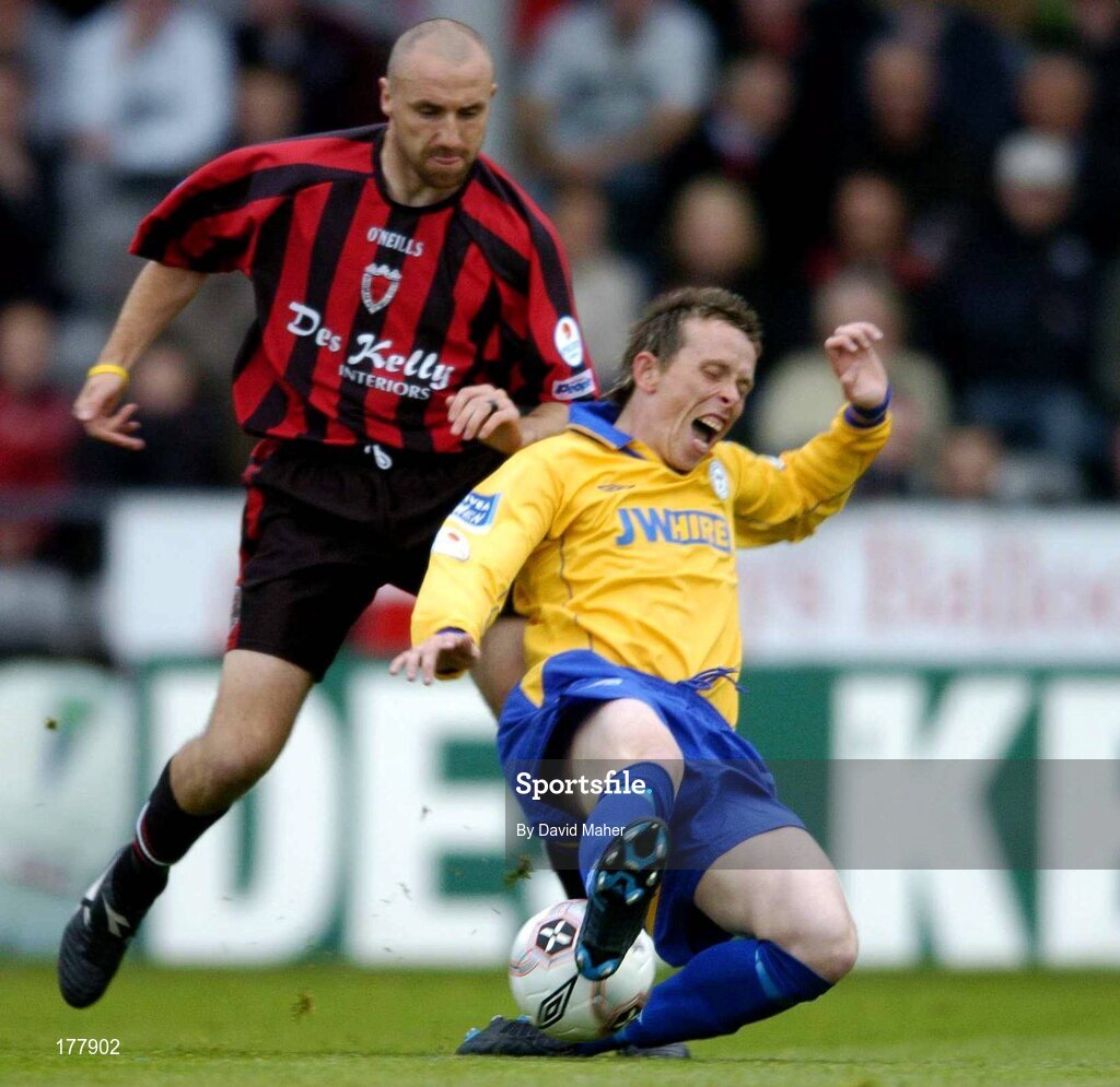 27 May 2005; Bobby Ryan, Shelbourne, in action against Tony Grant, Bohemians. eircom League, Premier Division, Bohemians v Shelbourne, Dalymount Park, Dublin. Picture credit; David Maher / SPORTSFILE