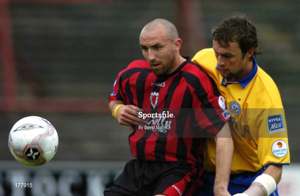 27 May 2005; Tony Grant, Bohemians, in action against Jamie Harris, Shelbourne. eircom League, Premier Division, Bohemians v Shelbourne, Dalymount Park, Dublin. Picture credit; David Maher / SPORTSFILE