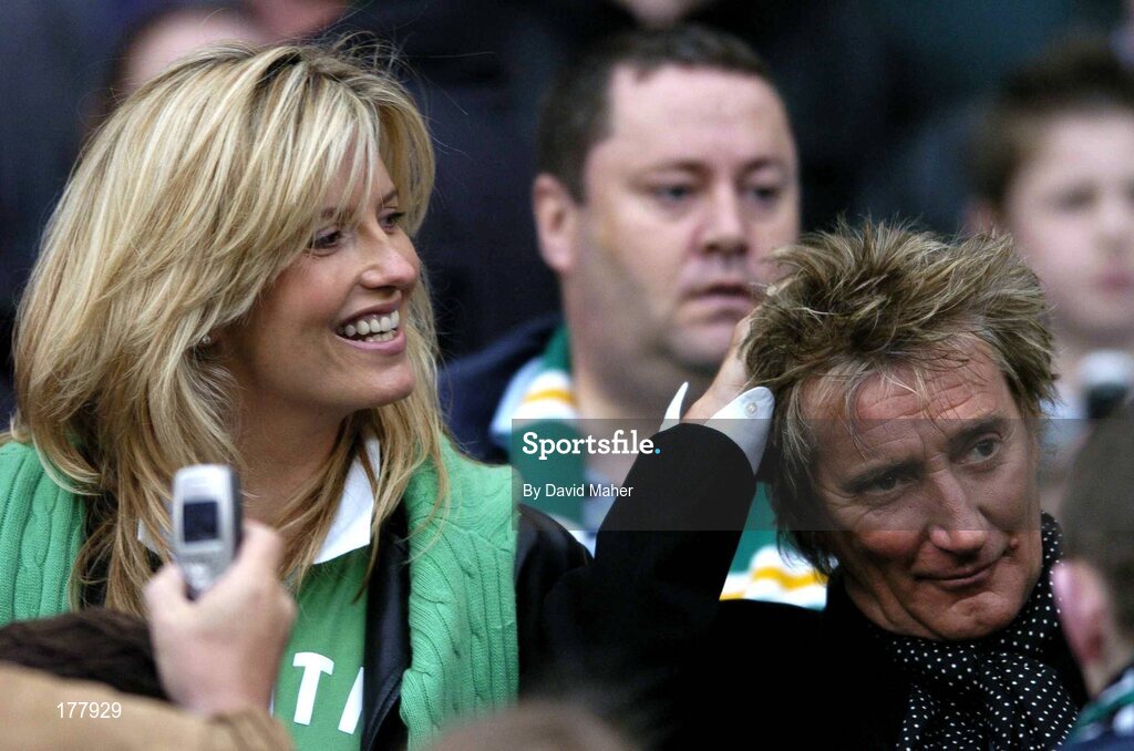 28 May 2005; Rock star Rod Stewart and Penny Lancaster watch the game. Scottish Cup Final, Glasgow Celtic v Dundee United, Hampden Park, Glasgow, Scotland. Picture credit; David Maher / SPORTSFILE