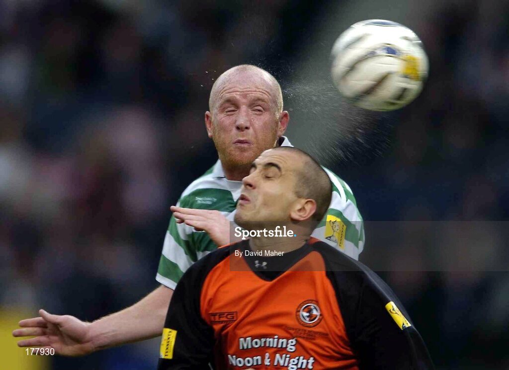 28 May 2005; John Hartson, Glasgow Celtic, in action against Paul Ritchie, Dundee United. Scottish Cup Final, Glasgow Celtic v Dundee United, Hampden Park, Glasgow, Scotland. Picture credit; David Maher / SPORTSFILE