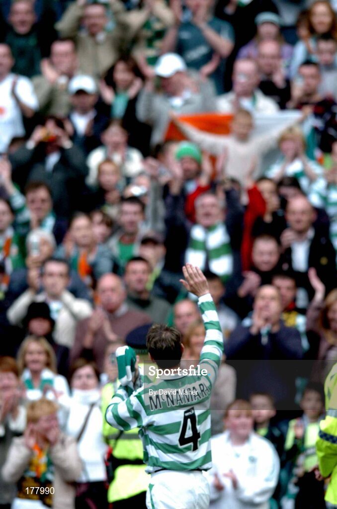 29 May 2005; Jackie McNamara, Celtic XI, waves to the supporters at the end of the game. Jackie McNamara Testimonial, Celtic XI v Republic of Ireland XI, Celtic Park, Glasgow, Scotland. Picture credit; David Maher / SPORTSFILE