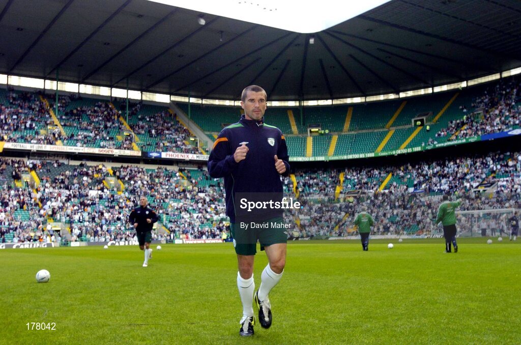 29 May 2005; Roy Keane, Republic of Ireland, during a warm up before the start of the game at Celtic Park. Jackie McNamara Testimonial, Celtic XI v Republic of Ireland XI, Celtic Park, Glasgow, Scotland. Picture credit; David Maher / SPORTSFILE
