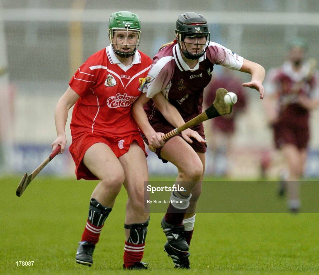 29 May 2005; Shauna Murphy, Galway, in action against Amanda O'Regan, Cork. National Camogie League, Division 1 Final, Galway v Cork, Semple Stadium, Thurles, Co. Tipperary. Picture credit; Brendan Moran / SPORTSFILE