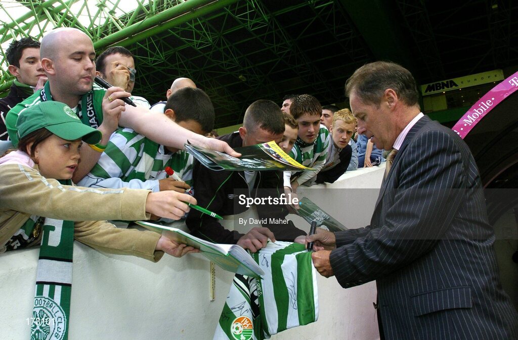 29 May 2005; Brian Kerr, Republic of Ireland manager signs autographs for supporters. Jackie McNamara Testimonial, Celtic XI v Republic of Ireland XI, Celtic Park, Glasgow, Scotland. Picture credit; David Maher / SPORTSFILE