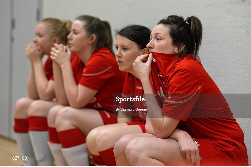 31 January 2014; Sligo IT substitutes look on during the final moments of the game. WSCAI National Futsal Final, UCD v Sligo IT, The Mardyke, UCC, Cork. Picture credit: Diarmuid Greene / SPORTSFILE