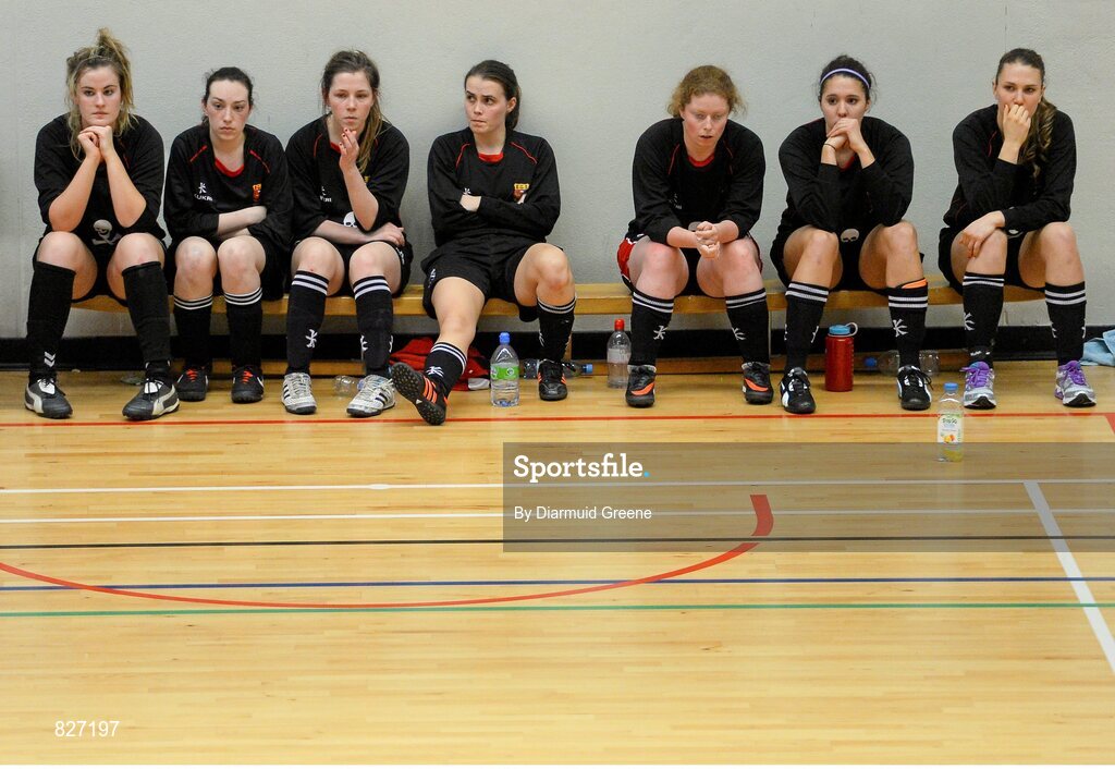 31 January 2014; UCC substitutes look on during the final moments of the game. WSCAI National Futsal Finals, Plate Final, UCC v Carlow IT, The Mardyke, UCC, Cork. Picture credit: Diarmuid Greene / SPORTSFILE