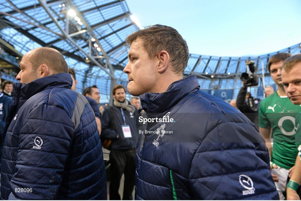 2 February 2014; Brian O'Driscoll, Ireland, leaves the pitch after the game. RBS Six Nations Rugby Championship, Ireland v Scotland, Aviva Stadium, Lansdowne Road, Dublin. Picture credit: Brendan Moran / SPORTSFILE