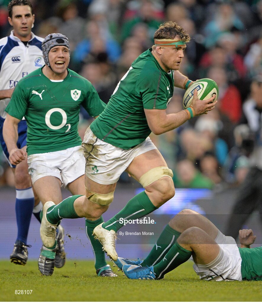 2 February 2014; Man of the match Jamie Heaslip, Ireland, in action during the game. RBS Six Nations Rugby Championship, Ireland v Scotland, Aviva Stadium, Lansdowne Road, Dublin. Picture credit: Brendan Moran / SPORTSFILE